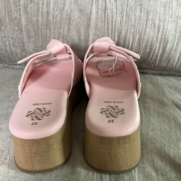 Sam & Libby Womens Platform Sandals Indie Double Bow Ballet Pink 10 Slip On Shoe - Picture 8 of 13